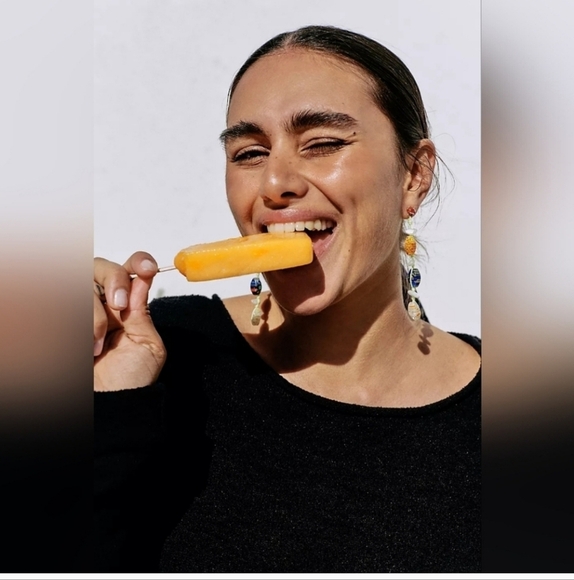 NWT Free People × Ariana Ost, Voyage Dangle Earrings, Neon Light Green -NEW!-$48 - Picture 2 of 7